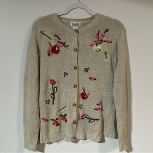 Tabi Embroidered Cardigan – Beige Cottagecore Knit size small​